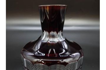 昭和初期　切子　色被せガラス　赤　空間に品格をもたらす水差し&グラスセット(コップ、冠水瓶、ピッチャー、硝子、和ガラス)(R-082892)