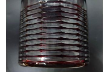 昭和初期　切子　色被せガラス　赤　空間に品格をもたらす水差し&グラスセット(コップ、冠水瓶、ピッチャー、硝子、和ガラス)(R-082892)