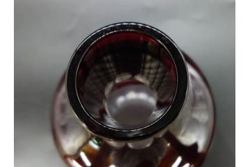 昭和初期　切子　色被せガラス　赤　空間に品格をもたらす水差し&グラスセット(コップ、冠水瓶、ピッチャー、硝子、和ガラス)(R-082892)