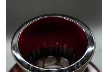 昭和初期　切子　色被せガラス　赤　空間に品格をもたらす水差し&グラスセット(コップ、冠水瓶、ピッチャー、硝子、和ガラス)(R-082892)
