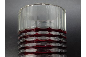 昭和初期　切子　色被せガラス　赤　空間に品格をもたらす水差し&グラスセット(コップ、冠水瓶、ピッチャー、硝子、和ガラス)(R-082892)