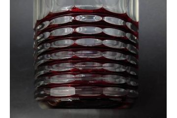 昭和初期　切子　色被せガラス　赤　空間に品格をもたらす水差し&グラスセット(コップ、冠水瓶、ピッチャー、硝子、和ガラス)(R-082892)