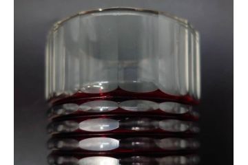 昭和初期　切子　色被せガラス　赤　空間に品格をもたらす水差し&グラスセット(コップ、冠水瓶、ピッチャー、硝子、和ガラス)(R-082892)