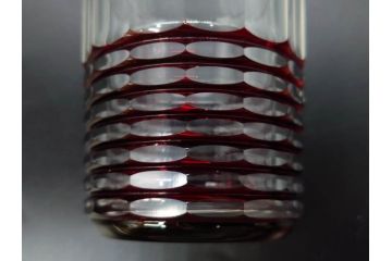 昭和初期　切子　色被せガラス　赤　空間に品格をもたらす水差し&グラスセット(コップ、冠水瓶、ピッチャー、硝子、和ガラス)(R-082892)