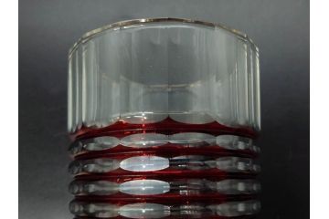 昭和初期　切子　色被せガラス　赤　空間に品格をもたらす水差し&グラスセット(コップ、冠水瓶、ピッチャー、硝子、和ガラス)(R-082892)