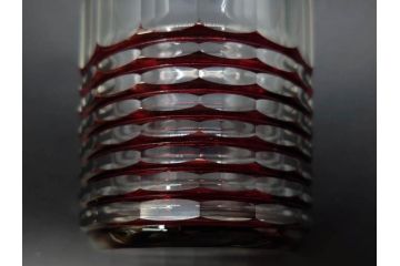 昭和初期　切子　色被せガラス　赤　空間に品格をもたらす水差し&グラスセット(コップ、冠水瓶、ピッチャー、硝子、和ガラス)(R-082892)