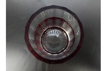 昭和初期　切子　色被せガラス　赤　空間に品格をもたらす水差し&グラスセット(コップ、冠水瓶、ピッチャー、硝子、和ガラス)(R-082892)