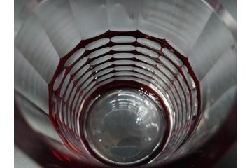 昭和初期　切子　色被せガラス　赤　空間に品格をもたらす水差し&グラスセット(コップ、冠水瓶、ピッチャー、硝子、和ガラス)(R-082892)