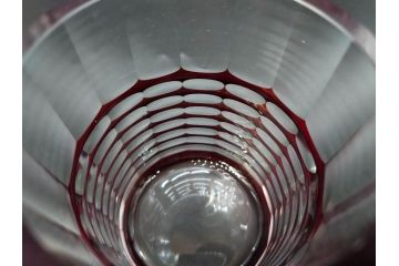 昭和初期　切子　色被せガラス　赤　空間に品格をもたらす水差し&グラスセット(コップ、冠水瓶、ピッチャー、硝子、和ガラス)(R-082892)