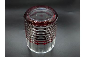 昭和初期　切子　色被せガラス　赤　空間に品格をもたらす水差し&グラスセット(コップ、冠水瓶、ピッチャー、硝子、和ガラス)(R-082892)