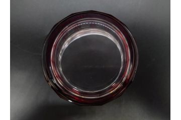 昭和初期　切子　色被せガラス　赤　空間に品格をもたらす水差し&グラスセット(コップ、冠水瓶、ピッチャー、硝子、和ガラス)(R-082892)