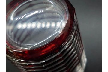 昭和初期　切子　色被せガラス　赤　空間に品格をもたらす水差し&グラスセット(コップ、冠水瓶、ピッチャー、硝子、和ガラス)(R-082892)