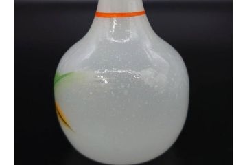 昭和初期　乳白　ガラス　レトロな可愛らしさが魅力の雛徳利3点セット(ひな祭り、雛道具、花、硝子、ガラス)(R-082893)