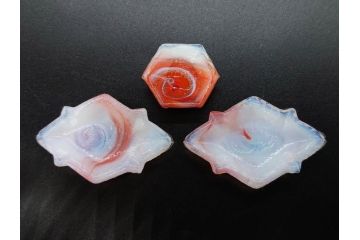 昭和初期　ガラス　マーブル　緻密な造りに目を奪われるミニチュア食器46点セット(コップ、皿、ペロペロ、ままごと、コンポート、カップ、硝子)(R-082894)