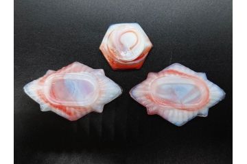 昭和初期　ガラス　マーブル　緻密な造りに目を奪われるミニチュア食器46点セット(コップ、皿、ペロペロ、ままごと、コンポート、カップ、硝子)(R-082894)