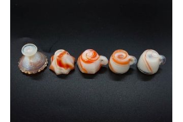 昭和初期　ガラス　マーブル　緻密な造りに目を奪われるミニチュア食器46点セット(コップ、皿、ペロペロ、ままごと、コンポート、カップ、硝子)(R-082894)