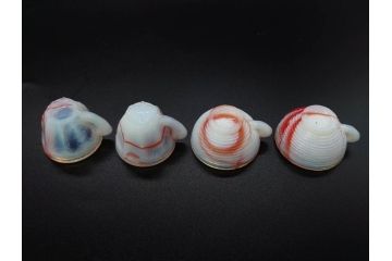 昭和初期　ガラス　マーブル　緻密な造りに目を奪われるミニチュア食器46点セット(コップ、皿、ペロペロ、ままごと、コンポート、カップ、硝子)(R-082894)