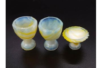 昭和初期　ガラス　マーブル　緻密な造りに目を奪われるミニチュア食器46点セット(コップ、皿、ペロペロ、ままごと、コンポート、カップ、硝子)(R-082894)