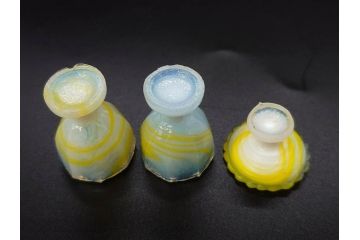昭和初期　ガラス　マーブル　緻密な造りに目を奪われるミニチュア食器46点セット(コップ、皿、ペロペロ、ままごと、コンポート、カップ、硝子)(R-082894)