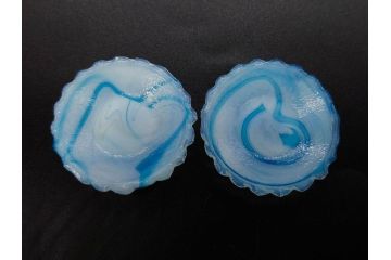 昭和初期　ガラス　マーブル　緻密な造りに目を奪われるミニチュア食器46点セット(コップ、皿、ペロペロ、ままごと、コンポート、カップ、硝子)(R-082894)