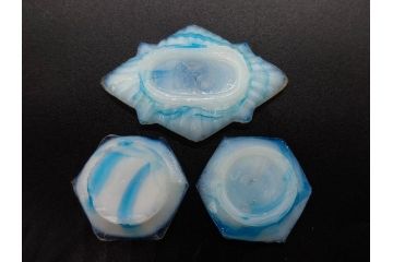 昭和初期　ガラス　マーブル　緻密な造りに目を奪われるミニチュア食器46点セット(コップ、皿、ペロペロ、ままごと、コンポート、カップ、硝子)(R-082894)