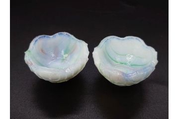昭和初期　ガラス　マーブル　緻密な造りに目を奪われるミニチュア食器46点セット(コップ、皿、ペロペロ、ままごと、コンポート、カップ、硝子)(R-082894)