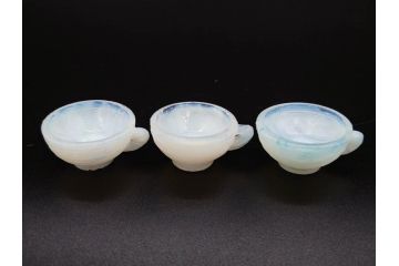 昭和初期　ガラス　マーブル　緻密な造りに目を奪われるミニチュア食器46点セット(コップ、皿、ペロペロ、ままごと、コンポート、カップ、硝子)(R-082894)