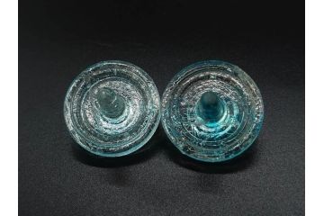 昭和初期　独楽　ガラス　懐かしさが溢れるミニチュアこま21点セット(花型、おもちゃ、玩具、サイコロ、硝子)(R-082895)