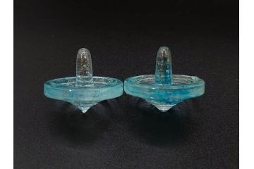昭和初期　独楽　ガラス　懐かしさが溢れるミニチュアこま21点セット(花型、おもちゃ、玩具、サイコロ、硝子)(R-082895)