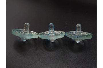 昭和初期　独楽　ガラス　懐かしさが溢れるミニチュアこま21点セット(花型、おもちゃ、玩具、サイコロ、硝子)(R-082895)
