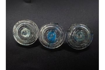 昭和初期　独楽　ガラス　懐かしさが溢れるミニチュアこま21点セット(花型、おもちゃ、玩具、サイコロ、硝子)(R-082895)