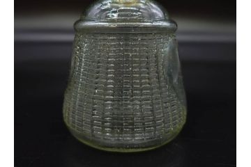 当時物　醤油差し　プレスガラス　時代を重ねた趣あるガラス瓶5点セット(オリンピック、五輪、醤油瓶、しょうゆ差し、調味料入れ、ソース、硝子、和ガラス)(R-082896)
