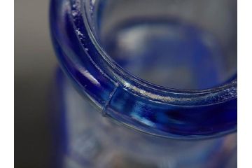 昭和初期　プレスガラス　上品なデザインが魅力のガラス瓶5点セット(バーマカレー、醤油瓶、調味料入れ、硝子)(R-082897)