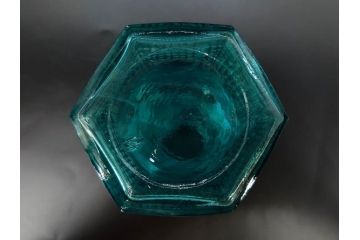 昭和初期　プレスガラス　上品なデザインが魅力のガラス瓶5点セット(バーマカレー、醤油瓶、調味料入れ、硝子)(R-082897)