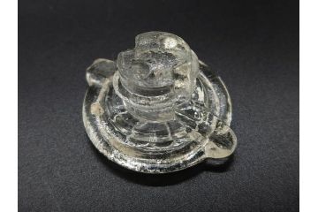 昭和初期　プレスガラス　上品なデザインが魅力のガラス瓶5点セット(バーマカレー、醤油瓶、調味料入れ、硝子)(R-082897)