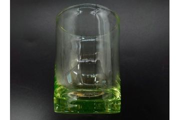 大正〜昭和初期　ウランガラス　美しい色合いが魅力のコップ4客セット(グラス、花模様、硝子、和ガラス)(R-082898)