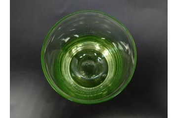 大正〜昭和初期　ウランガラス　美しい色合いが魅力のコップ4客セット(グラス、花模様、硝子、和ガラス)(R-082898)