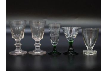 大正〜昭和初期　ガラス　切子　上品な佇まいのグラス10客セット(花、リキュール、ショット、酒器、酒杯、硝子、和ガラス)(R-082899)