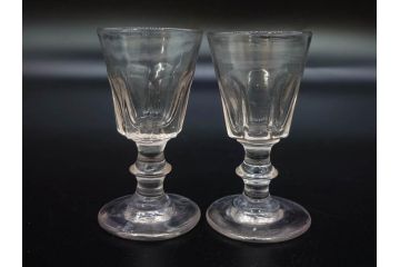 大正〜昭和初期　ガラス　切子　上品な佇まいのグラス10客セット(花、リキュール、ショット、酒器、酒杯、硝子、和ガラス)(R-082899)