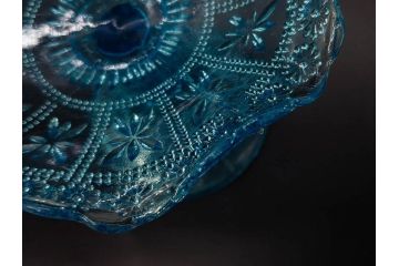 大正〜昭和初期　プレスガラス　和ガラス　気品ある空間に演出するコンポート3点セット(フルーツボウル、果物入れ、デザートディッシュ、タッツア、硝子)(R-082900)