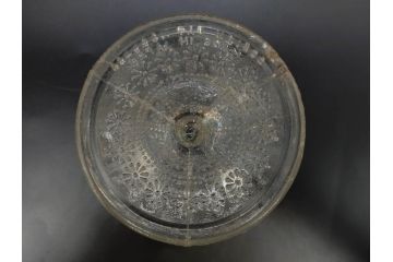 大正〜昭和初期　プレスガラス　和ガラス　気品ある空間に演出するコンポート3点セット(フルーツボウル、果物入れ、デザートディッシュ、タッツア、硝子)(R-082900)