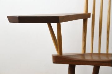 和製ヴィンテージ　ジョージナカシマ　桜製作所　LOUNGE ARM(ラウンジアーム)　One Arm(ワンアーム、片肘)　CN103　モダンに洗練された右アーム付きラウンジチェア(ジョージ・ナカシマ、アームチェア、イス、椅子、板座チェア、ビンテージ)(R-082906)