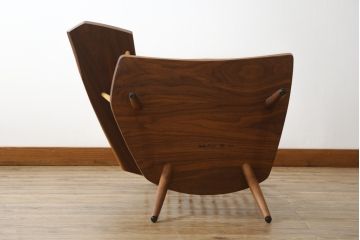 和製ヴィンテージ　ジョージナカシマ　桜製作所　LOUNGE ARM(ラウンジアーム)　One Arm(ワンアーム、片肘)　CN103　モダンに洗練された右アーム付きラウンジチェア(ジョージ・ナカシマ、アームチェア、イス、椅子、板座チェア、ビンテージ)(R-082906)