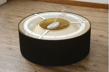 中古　美品　YAMAGIWA(ヤマギワ)　ペンダント照明　BAUMN(バウム)　サークルΦ800mm　ブラックプリーツ加工のエレガントな風合いが魅力のペンダントライト(天井照明、吊り下げ照明)(定価約24万円)(R-082910)