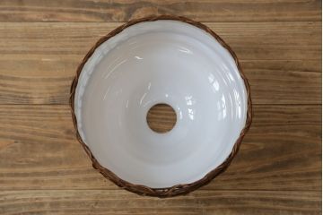 アンティーク照明　和の趣あふれる籠目飾り付き天井照明(吊り下げ照明、シェード、ペンダントライト、電笠)(R-082915)