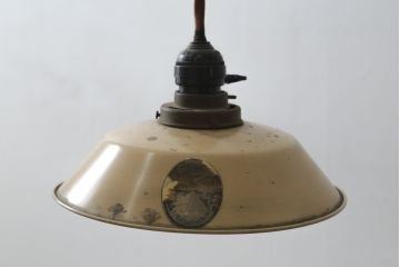 和製アンティーク　レトロなメタルランプシェード2個セット(天井照明、吊り下げ照明、ペンダントライト、電笠)(R-082916)