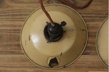和製アンティーク　レトロなメタルランプシェード2個セット(天井照明、吊り下げ照明、ペンダントライト、電笠)(R-082916)
