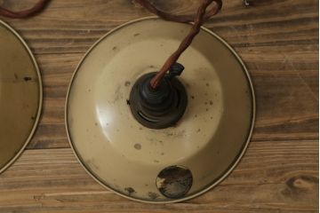 和製アンティーク　レトロなメタルランプシェード2個セット(天井照明、吊り下げ照明、ペンダントライト、電笠)(R-082916)