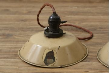 和製アンティーク　レトロなメタルランプシェード2個セット(天井照明、吊り下げ照明、ペンダントライト、電笠)(R-082916)