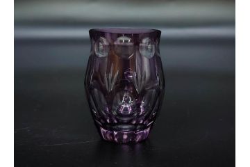 大正〜昭和初期　切子　色被せ　紫　ガラス　深みのある色合いが美しく輝くミニカップ&ソーサー6客セット(デミタス、エスプレッソ、C&S、碗皿、硝子、和ガラス、ケース付)(R-082918)